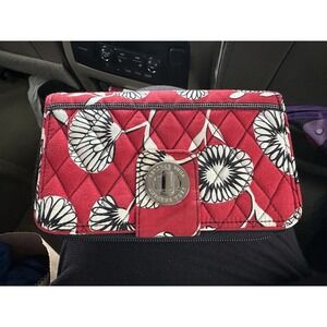 Vera Bradley Red Turn Lock Wallet Deco Daisy 2011 Coin Pocket Card Slots Retired